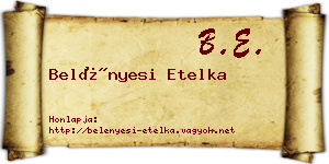 Belényesi Etelka névjegykártya