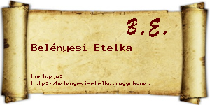 Belényesi Etelka névjegykártya